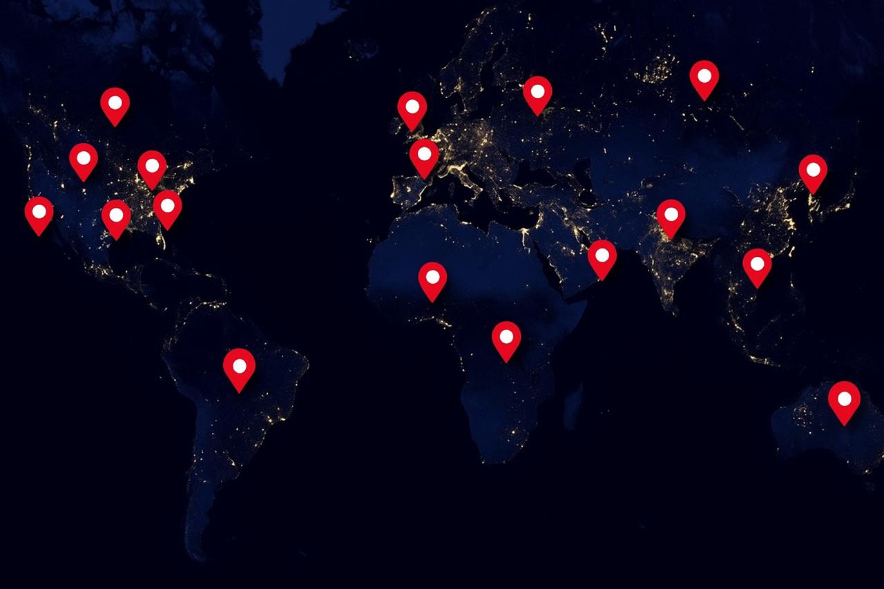 World Map showing client locations
