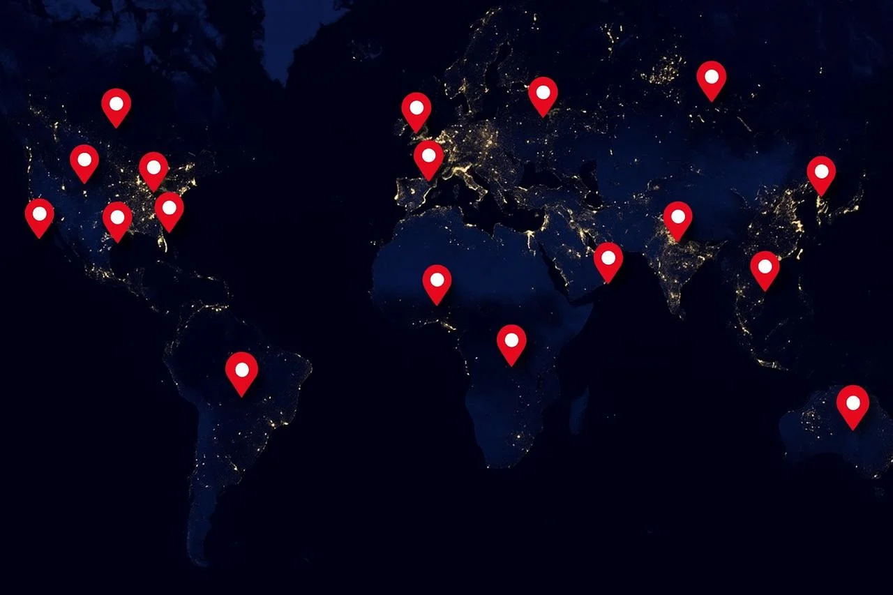 World Map showing client locations